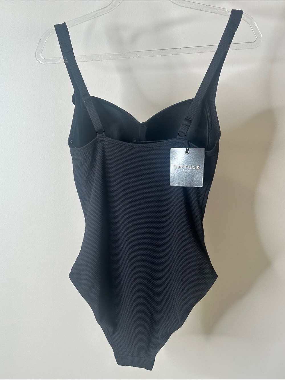 Nip Tuck Black Textured One Piece Swimsuit Size 4 - Picture 4 of 4